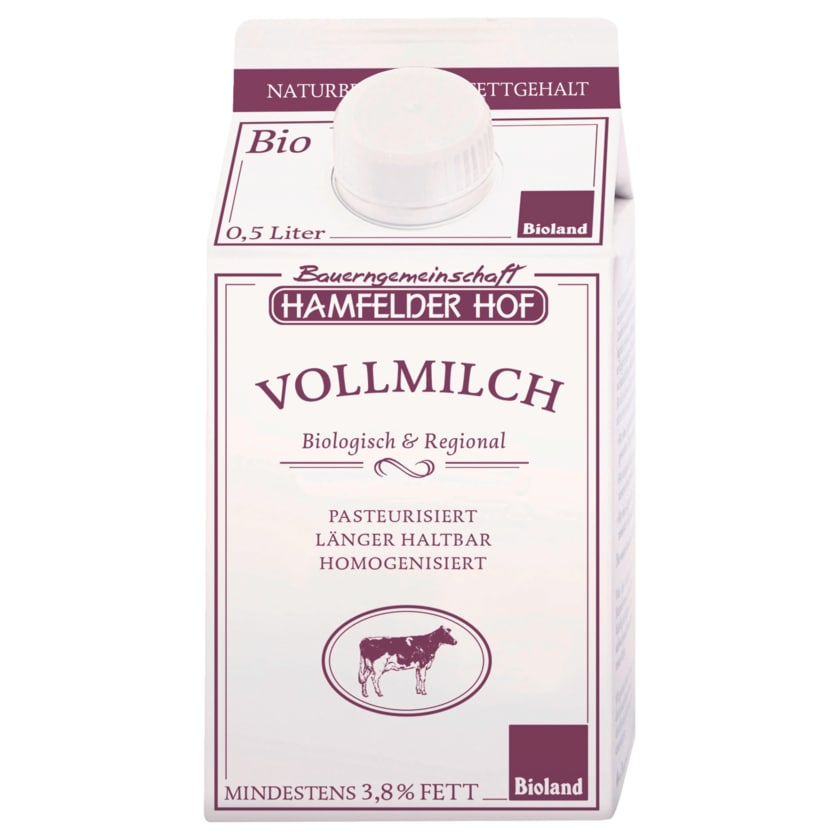 Hamfelder Hof Bio Vollmilch länger haltbar 3,8% 0,5l